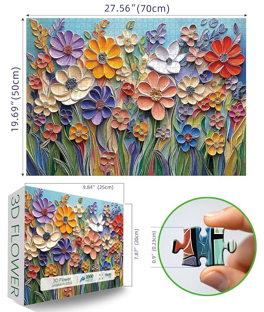 Amazon.com: MINIWAN Colorful Embossed Flowers Puzzles for